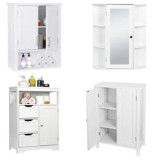 Wooden Medicine Bathroom Cabinet Storage Shelf Kitchen Cabinet Organizer White