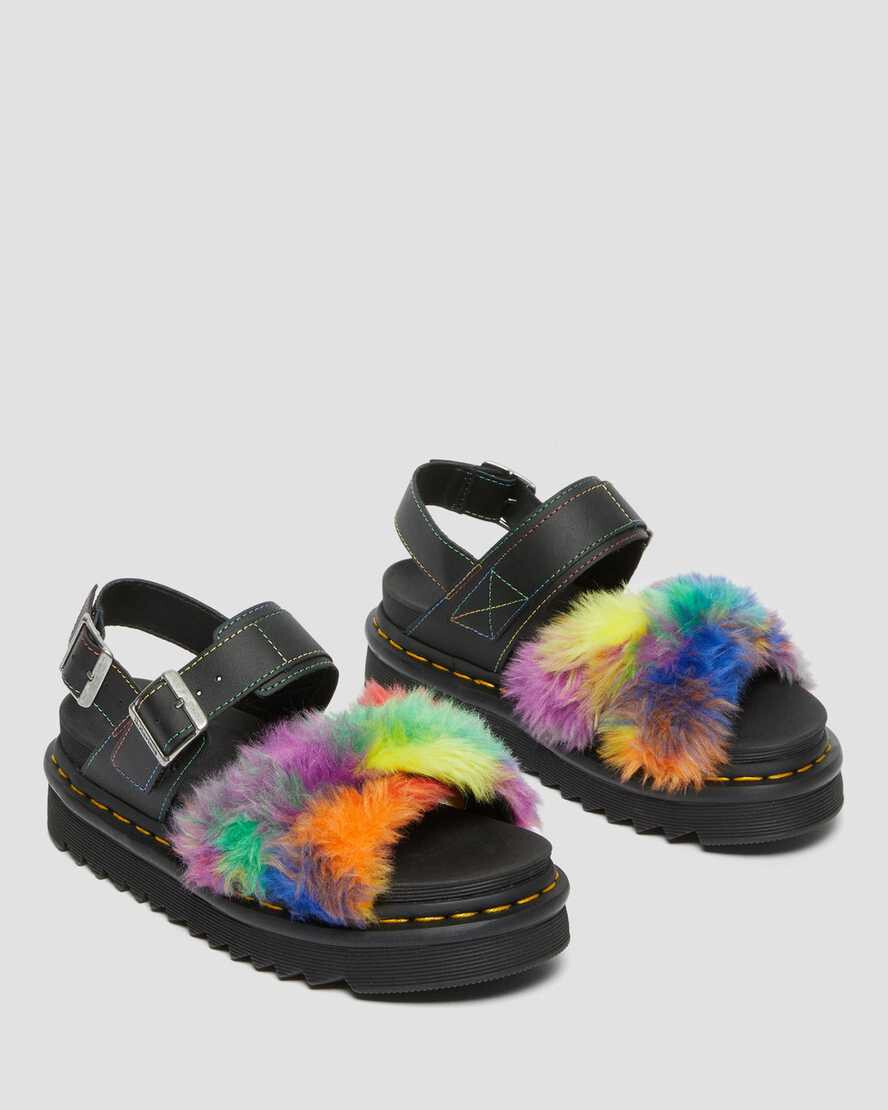 DR. MARTENS VOSS II FLUFFY FAUX FUR STRAP SANDALS image 2