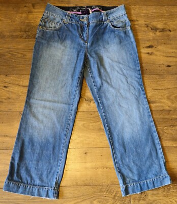 Jasper Conran Womens Blue Jeans 100% Cotton Wide-Leg Jeans Size 14 Reg (32x28)