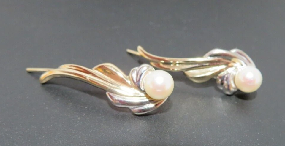 PENDIENTES COLGANTES PERLAS 14K 2 TONOS 5,09 gramos (A19594) Foto 4 de 4