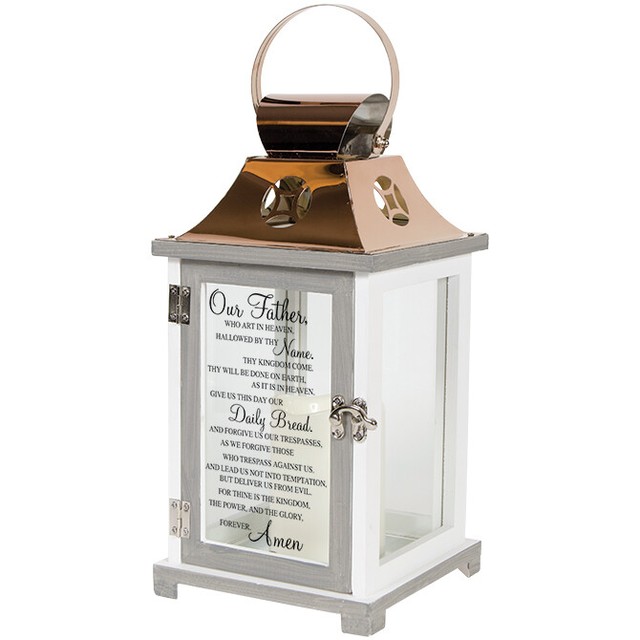 Our Father Lord S Prayer Flameless Candles Copper Lantern For Sale Online Ebay