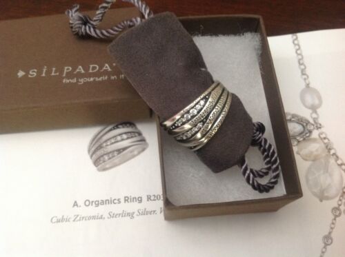 Silpada Organics Ring R2035 Sterling Silver Size 8 Cubic Zirconia  - Picture 1 of 4