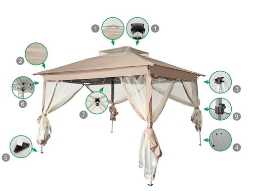 Premium Pavillon SET Gartenpavillon Pergola Metall 335x335x270 cm faltbar 2025 - Bild 7 von 7