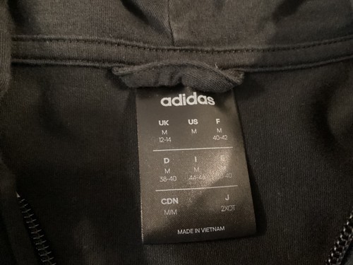 Adidas 3 Stripe Full Zip Up Hooded Jacket Unisex Youth Medium (12-14) Black - Picture 11 of 12