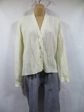 Vintage SH Monsanto Acrilan Ladies Cardigan Size L Cream Good Condition