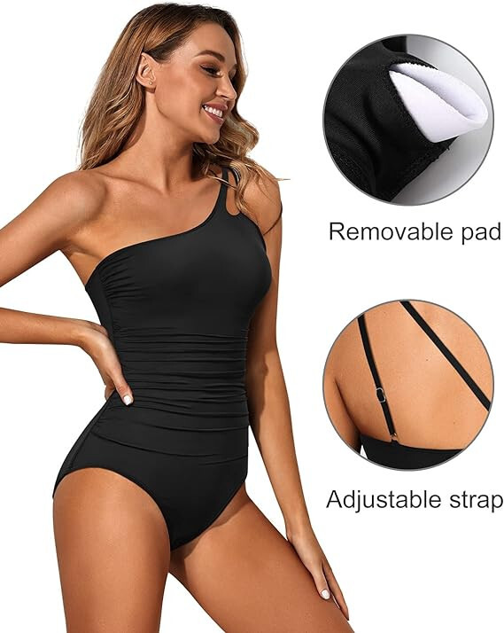 NWT $38 SZ M Holipick One Shoulder One Piece Swimsuit for Women