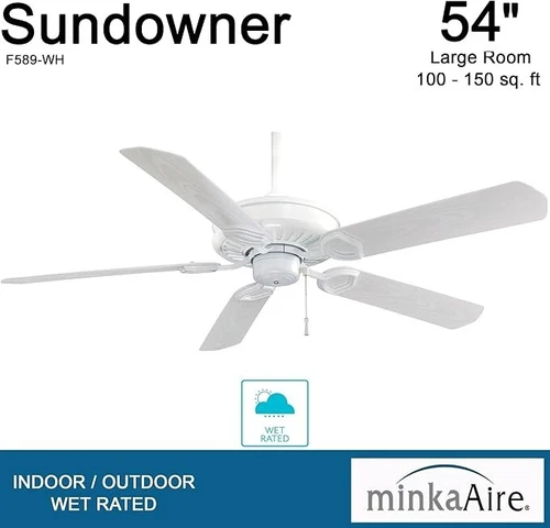 54" Ceiling Fan In White By Minka Aire From The Sundowner Collection - Picture 1 of 5
