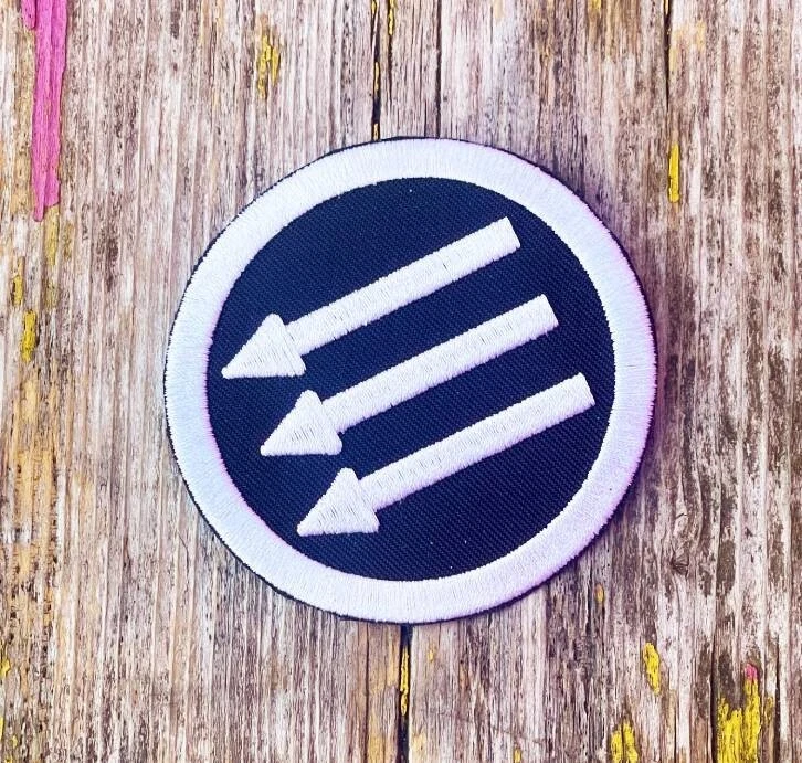 3" Anti Fascist Iron Front Embroidered Iron On Patch Antifascist Three 3 Arrows - Image 4 of 4