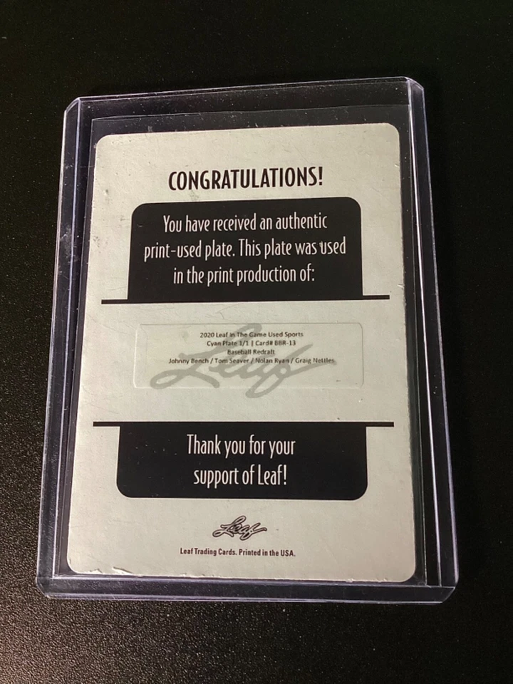 Placa de impressão usada jogo de folha 1/1 Nolan Ryan 2020 beisebol 1 de 1 Johnny Bench 1 - Imagem 4 de 4