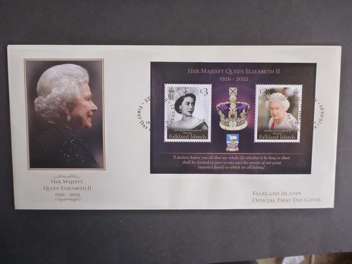 FALKLAND ISLANDS 2023 IN MEMORY OF QEII MINI SHEET FDC