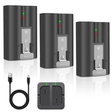 3-Pack  6040mAh Batteries with Charger Station for Ring-Doorbell Camera 2/3/4