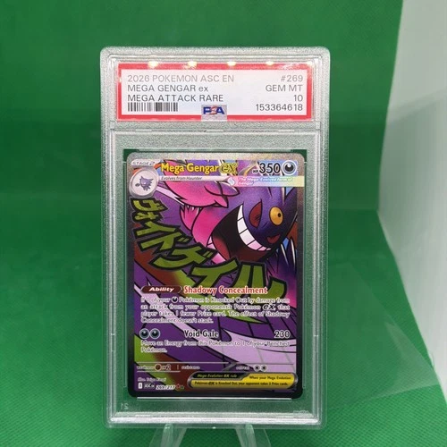 2026 POKEMON ASC EN-ASCENDED HEROES MEGA ATTACK RARE #269 MEGA GENGAR EX PSA 10