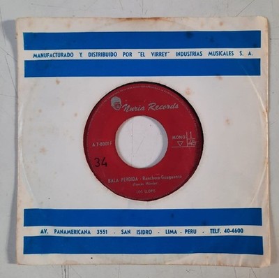 LOS LLOPIS - GUARACHA GUAGUANCO - 7'' MONO Nuria Records   A 7-8001 F PERU