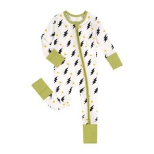 Unisex Baby Viscose Pajamas with Mittens and Feet Cuffs 2 Way Zipper Long Sle...