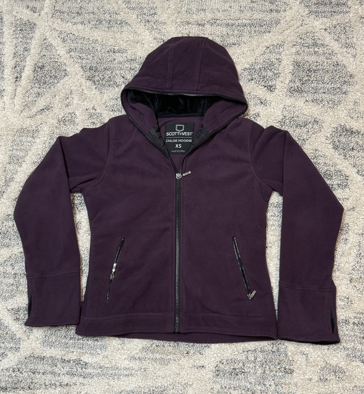 Scottevest Chloe Hoodie TEC Fleece Purple Full Zip Womens Size XS