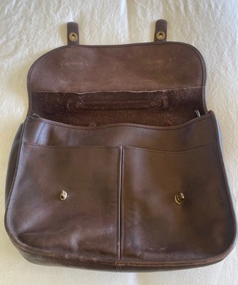 Vintage Coach Brown Leather Satchel Briefcase Bag Double Buckle | eBay