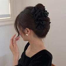 Retro Pleats Hair Clip For Women Solid Color Hairpins Ponytail Claw Headdress