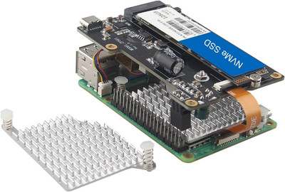 Raspberry Pi 5 NVMe SSD HAT PCIe Expansion Board PoE+ Cooling Fan Kit
