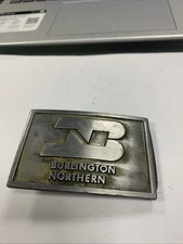 Heavy Burlington Northern Railroad Belt Buckle by Eagle Foundry Products Used