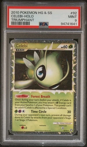 2010 POKEMON HEARTGOLD & SOULSILVER TRIUMPHANT #92 CELEBI-HOLO PSA 9