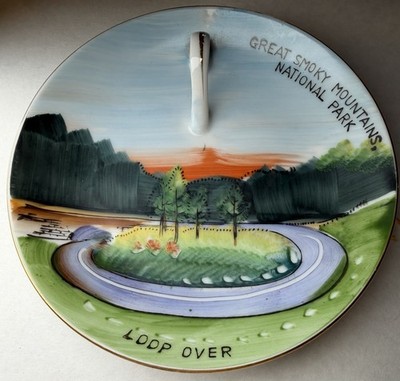 Vintage Great Smoky Mountains National Park Loop Over Souvenir Plate HandPainted