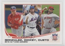 2013 Topps League Leaders Gio Gonzalez RA Dickey Johnny Cueto #287 7k6