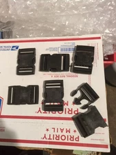 Black Lot of 6 Quick Side Release Plastic Buckle Clips Snaps Military US Packs 