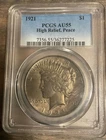 1921 Peace Dollar $1 High Relief PCGS AU55 Philadelphia Silver