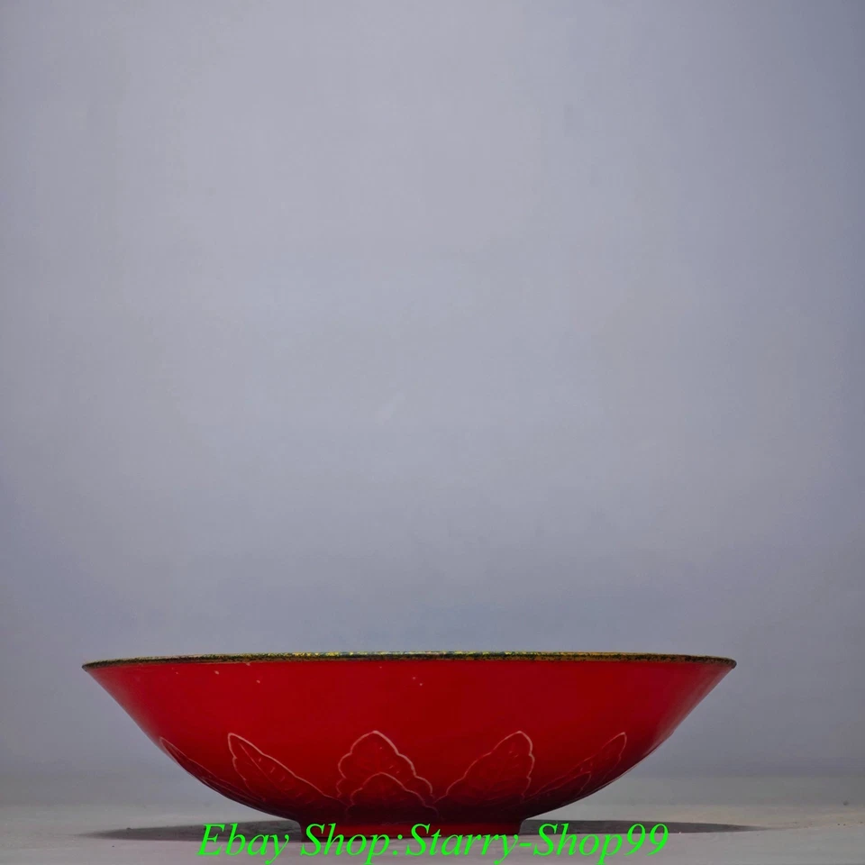 Antiguo Horno Ding Dinastía Song Esmalte Rojo Color Porcelana Dorado Tongzi Niño Bandeja Plato Foto 2 de 4