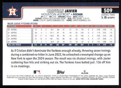 Cristian Javier 2025 Topps Holo Foil #509 Houston Astros | eBay