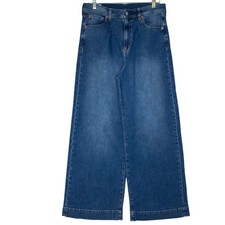 Wide Leg Jeans Women 30 Blue Medium Wash High Rise Trousers Loose Baggy Stretch