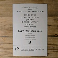 DON'T LOSE YOUR HEAD 1967 UK press booklet Sid James Kenneth Williams Joan Sims