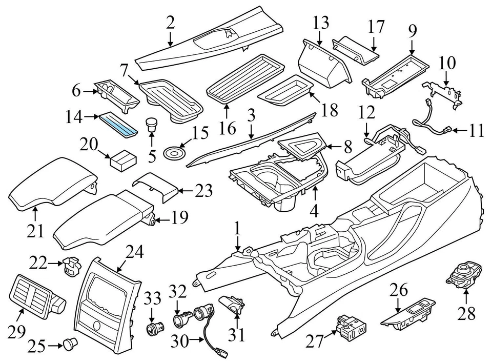 BMW 440I XDRIVE GRAN CUPÉ - Compartimiento de almacenamiento central delantero inserto de goma Foto 3 de 4