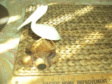 Vintage John Perry Pelican Sculpture Figurine  on Wood 6" Hgt x 4" Wide