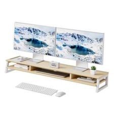 Dual Monitor Stand Riser for Desk, 41.7 Inch Large 2 Tier Computer Beige