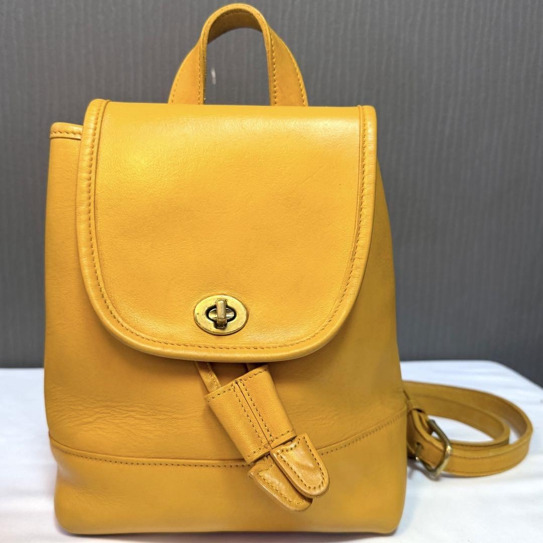 Vintage COACH Yellow Leather Backpack Old School Style