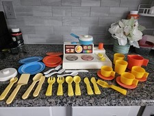 Fisher-Price Stove And Dish Set 30 Pieces 1978