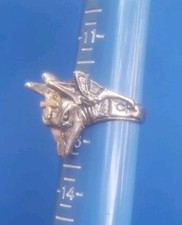 Vintage Silver Tone Egyptian Ankh Pharaoh Anubis Pyramid Ring. Size 12.5