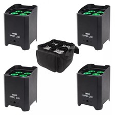 LEDJ Rapid QB1 RGBA IP LED PAR x4 with Padded Gear Bag Bundle