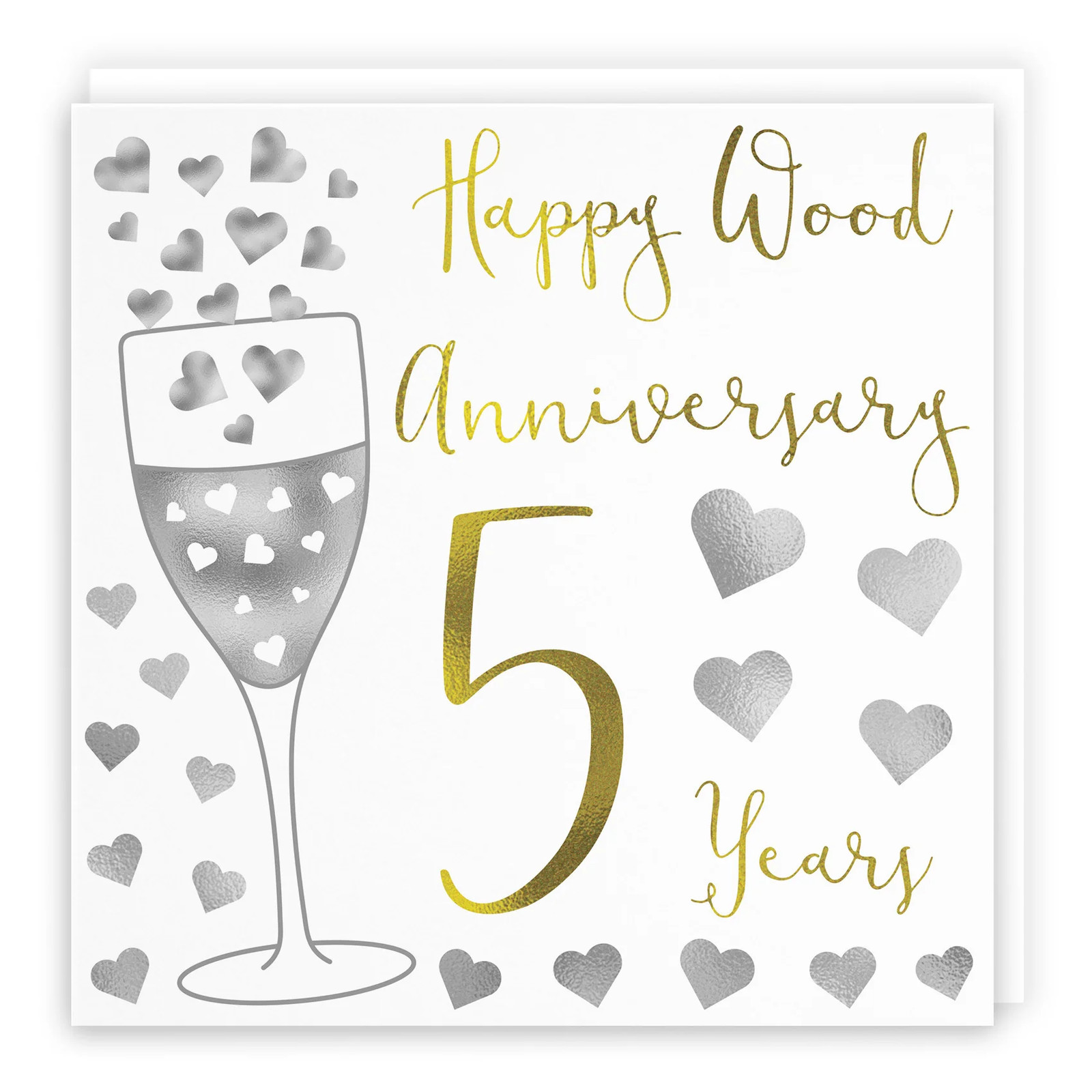 5th Anniversary Card Silver Hearts