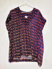 Cabi Women Size L Vneck Flowy Multi Colored The Bonus Print Blouse 3428