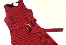 NWT Womens Dress Red Black Sleeveless Belted Size 4 Casual Elegant
