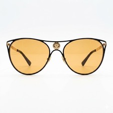 Versace MOD. 2237 Sunglasses Gold Black Medusa Greek Key Italy 57-19-140