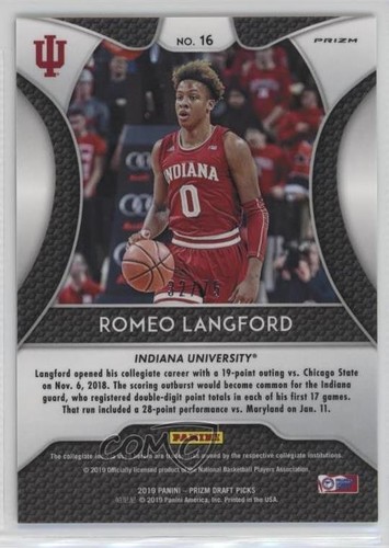 2019-20 Panini Prizm Draft Picks Hyper Prizm /75 Romeo Langford #16 Rookie RC - Bild 2 von 3