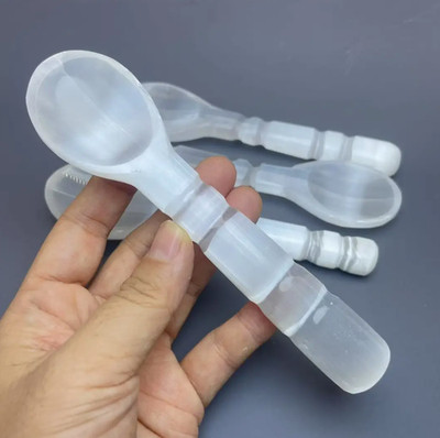 2PCS Natural Selenite Crystal Spoon 5.5-6 Inch Extra Large Polished White Gypsum