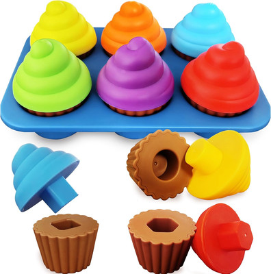Cupcake Toy Toddler Toy Learning Colors and Shape-Shape Sorting Toys for Toddler