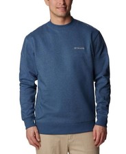 Columbia Men's Hart Mountain II Crewneck Carbon Heather Sweatshirt Blue Size M