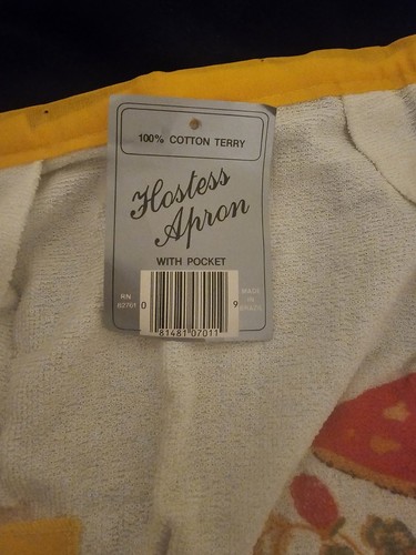 Retro Neu mit Etikett Pilz Hostess Schürze Frottee mit Tasche Neu - Bild 5 von 5