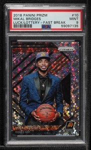 2018 Prizm Luck of the Lottery Fast Break Mikal Bridges #10 PSA 9 MINT Rookie RC