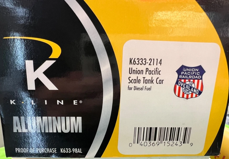 K-LINE #K-6333-2112A UP ALUMINUM TANK CAR 3 PIECE SET NIB #60768-69-74 - Image 3 of 4